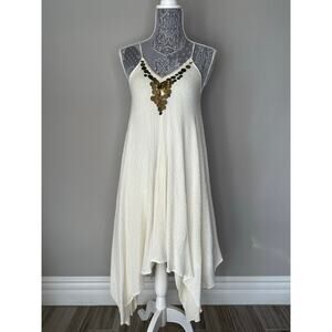 URBAN OUTFITTERS ECOTÉ Gypsy Coin Asymmetrical Hem Strapless Shift Dress Size XS